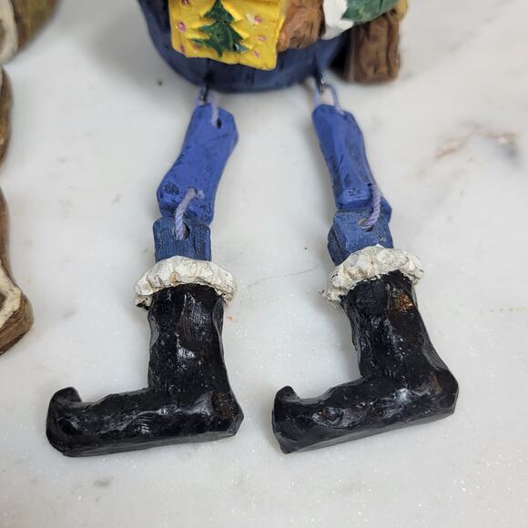 VINTAGE Sitting Gingerbread Man and Elf Dangle Leg Hanging Shelf Decorations - Picture 11 of 13